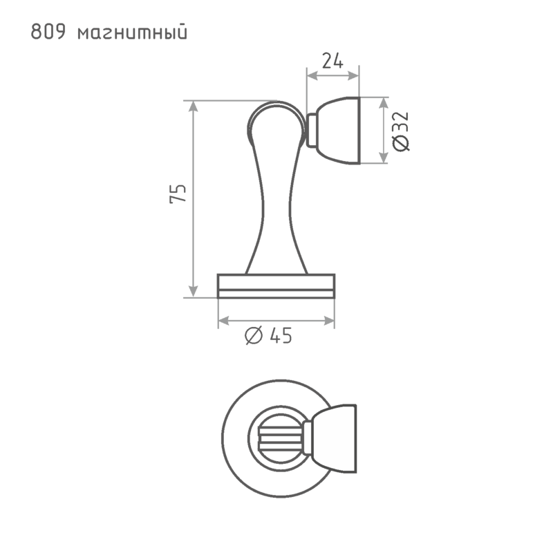 Схема Ограничитель магнитный 809 цвет Графит Нора-М