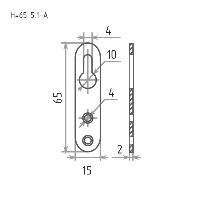 Схема Подвеска мебельная 5.1а L-65 цинк (500) цвет Цинк Нора-М