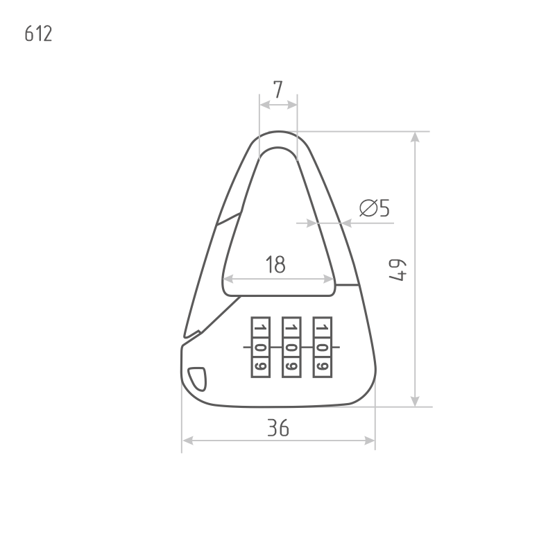 Схема Навесной кодовый замок 612 цвет Черный Нора-М