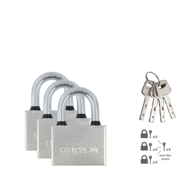 Замок навесной МС-1103 мастер-система цвет Серебро Нора-М
