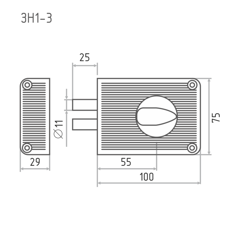 Схема Замок накладной ЗН1-3 цвет Медь Нора-М