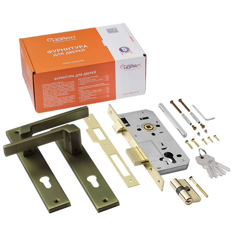 Комплектация и упаковка Замок врезной 111-85 К цвет Старая бронза Нора-М
