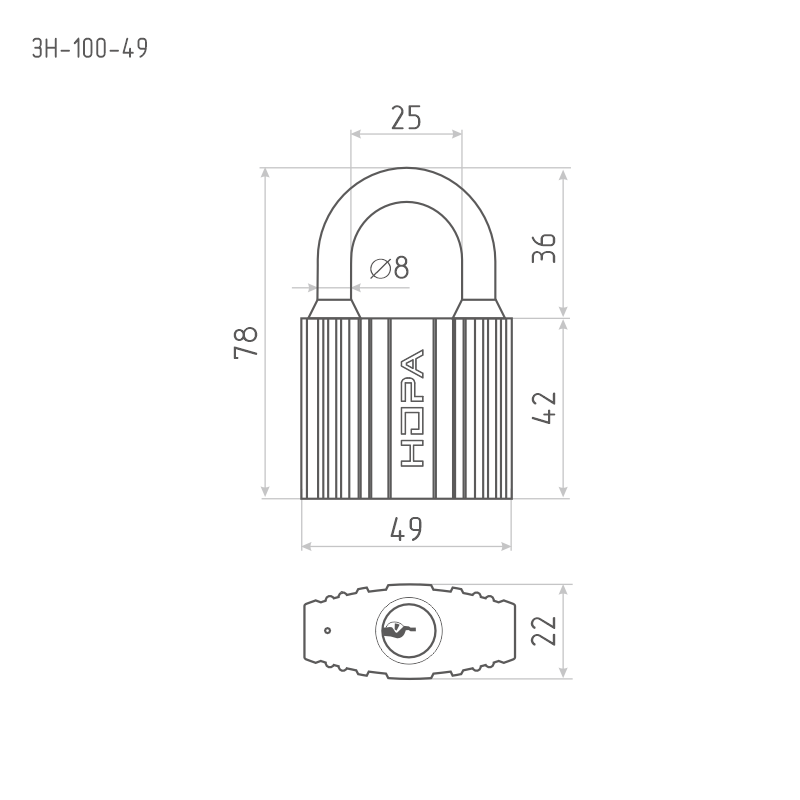 Схема Замок навесной ЗН-100 цвет Черный Нора-М