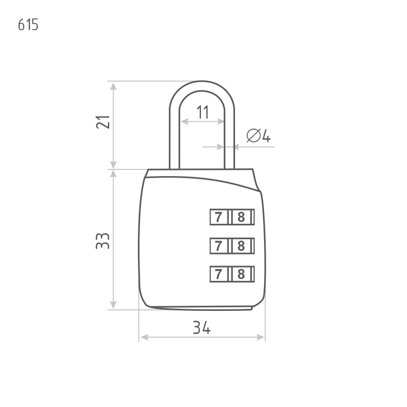 Схема Навесной кодовый замок 615 цвет Черный Нора-М
