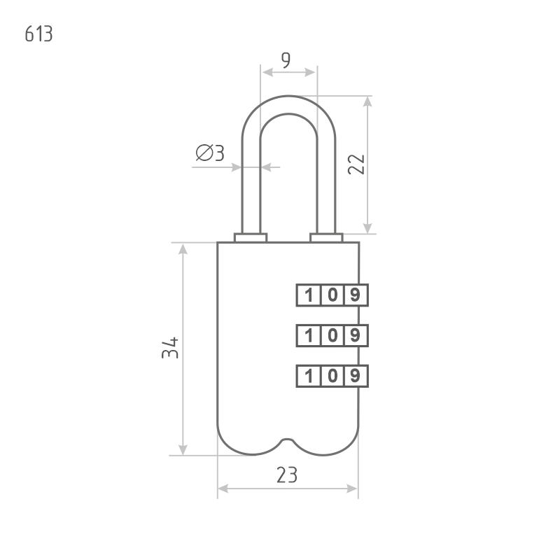 Схема Навесной кодовый замок 613 цвет Черный Нора-М