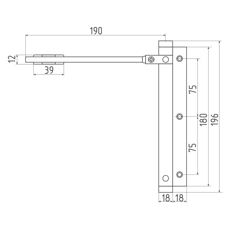 Схема Доводчик дверной пружинный 102 до 30 кг цвет Серебро Нора-М