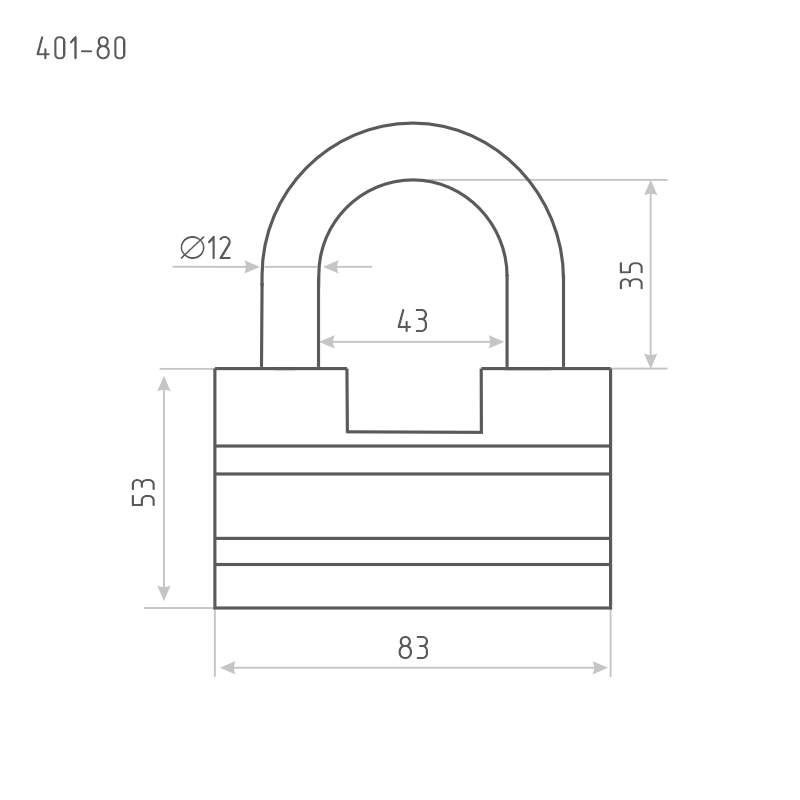 Схема Замок навесной ЗН-401 цвет Серый Нора-М