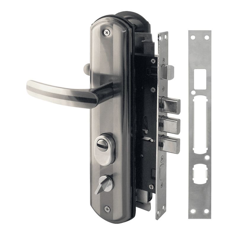 Замок врезной для китайских дверей 200-68 ECO правый - Матовый хром/черный никель - 16718