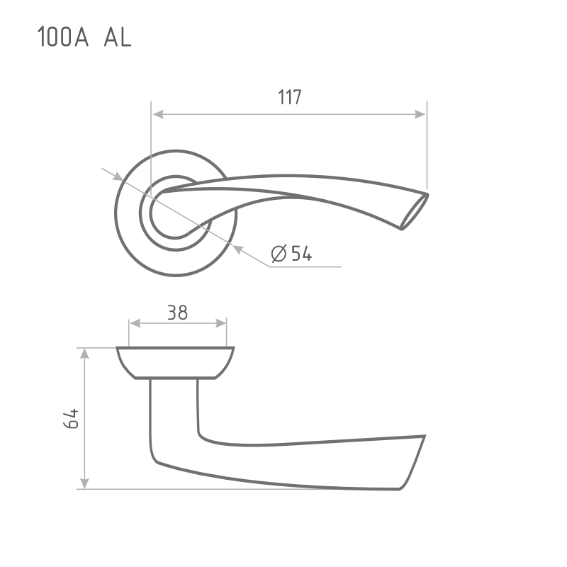 Схема Ручка дверная 100А Al цвет Белый Нора-М
