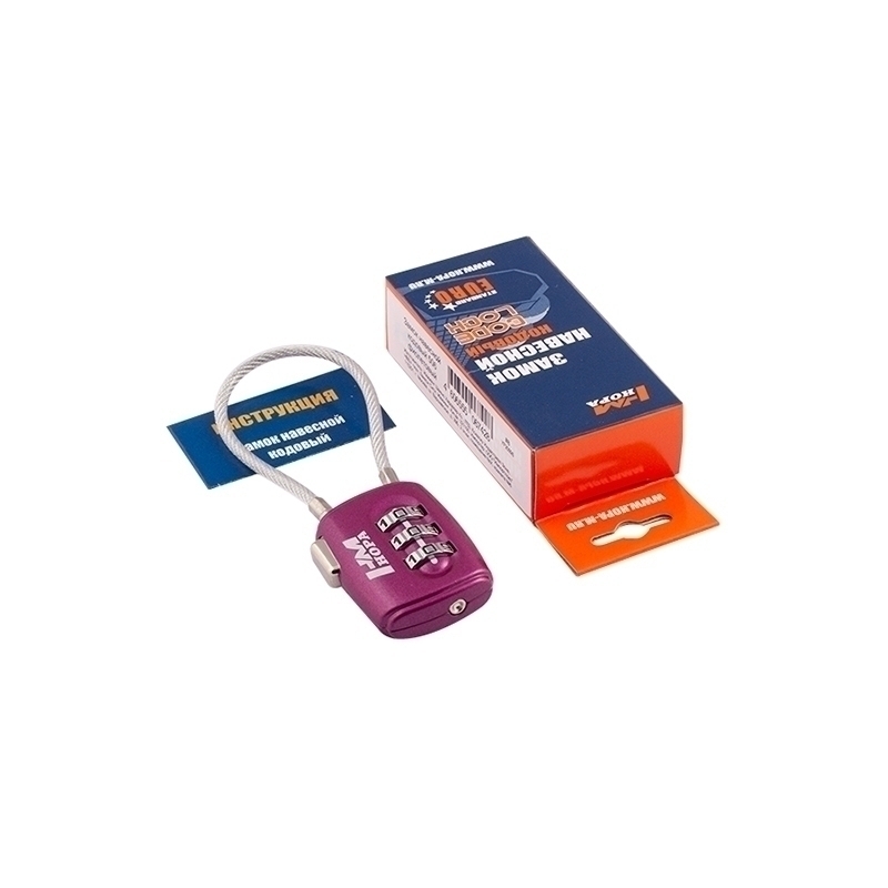 Комплектация и упаковка Навесной кодовый замок 506 цвет Фиолетовый Нора-М