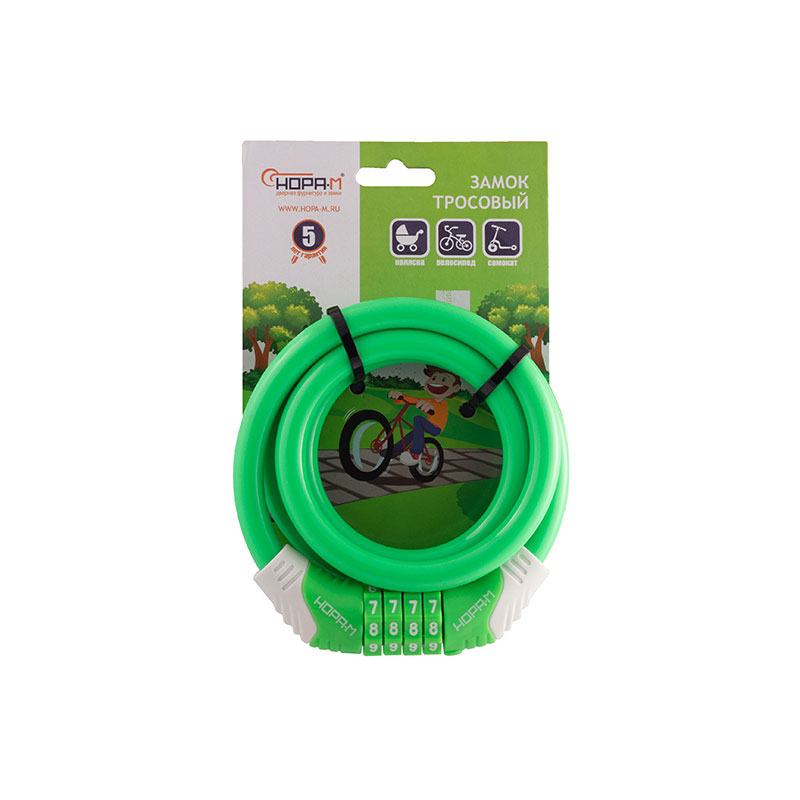Комплектация и упаковка Велосипедный замок №31 цвет Зеленый Нора-М