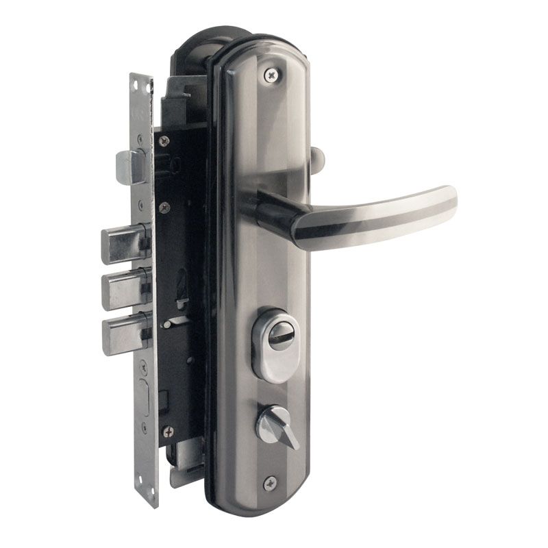 Замок врезной для китайских дверей 200-68 (правый) - Матовый хром/черный никель - 14534