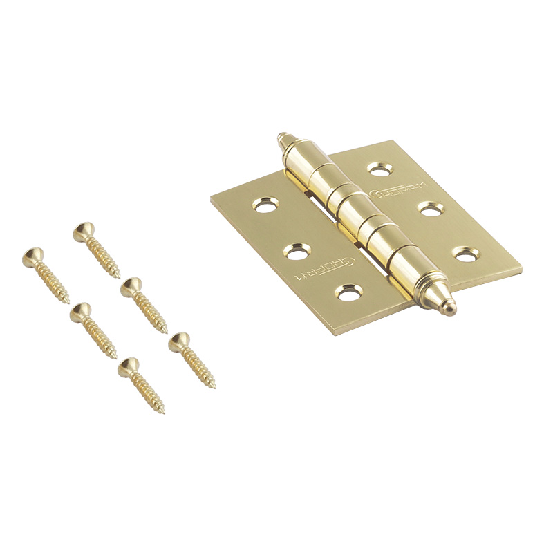 Комплектация и упаковка Петля универсальная 3"-2ВВ (75*63*2,5) с колп. цвет Матовое золото Нора-М