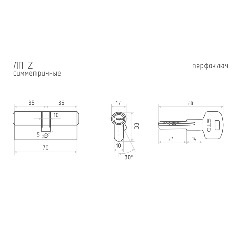 Схема Цилиндр STD Z ЛП цвет Черный Нора-М