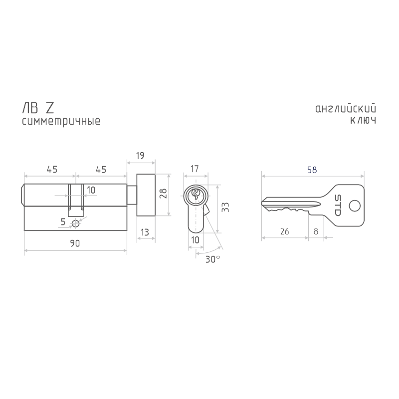 Схема Цилиндр STD Z ЛВ цвет Черный Нора-М