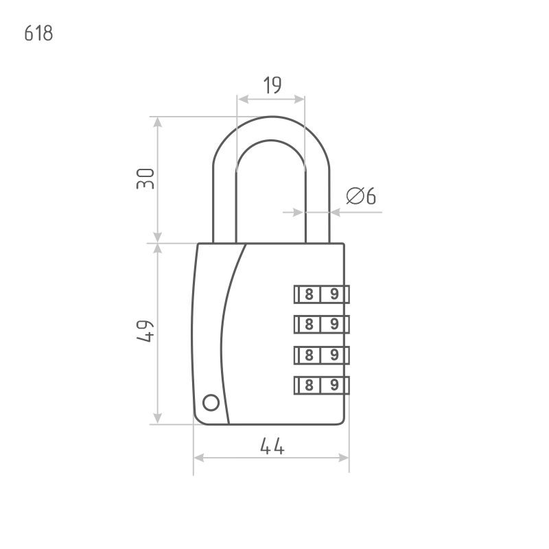 Схема Навесной кодовый замок 618 цвет Черный Нора-М