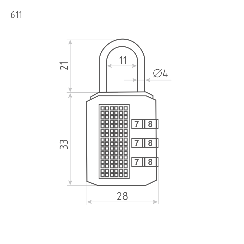 Схема Навесной кодовый замок 611 цвет Черный Нора-М
