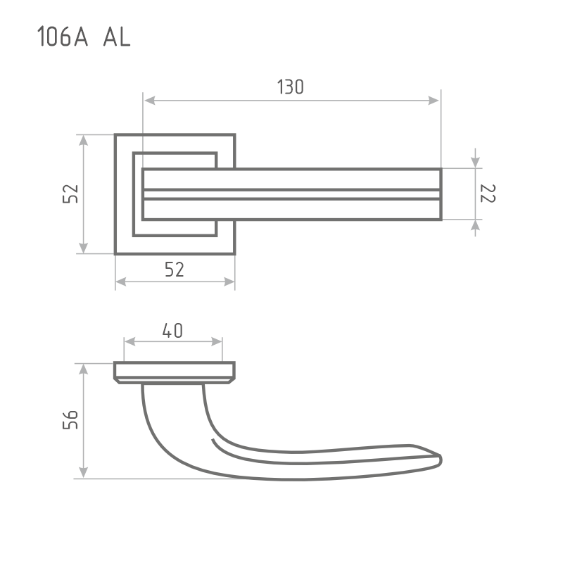 Схема Ручка дверная 106К AL цвет Белый Нора-М