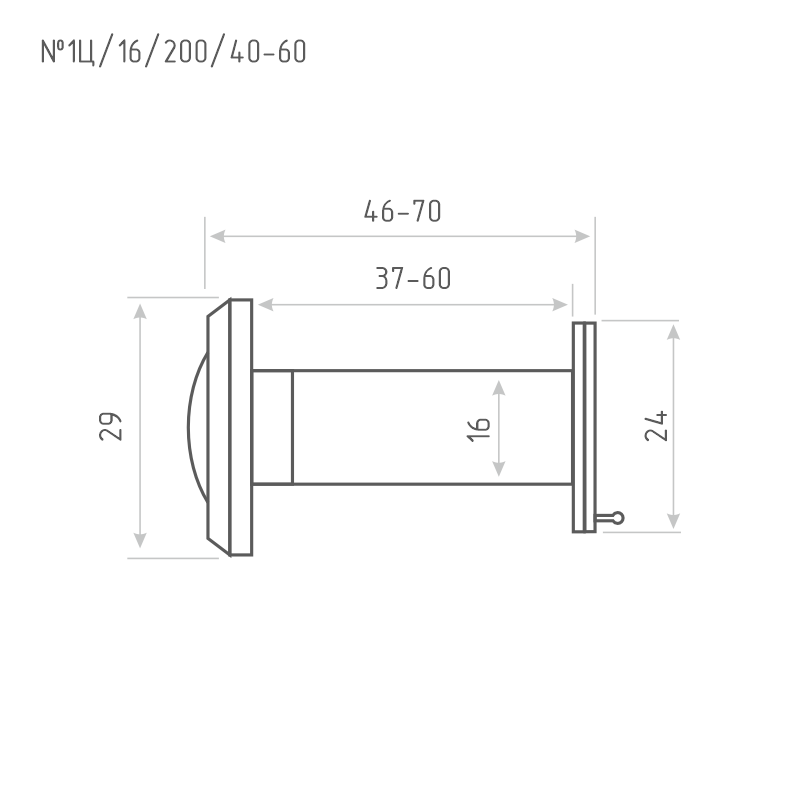 Схема Дверной глазок со шторкой №1/16/200/40-60 цвет Хром Нора-М