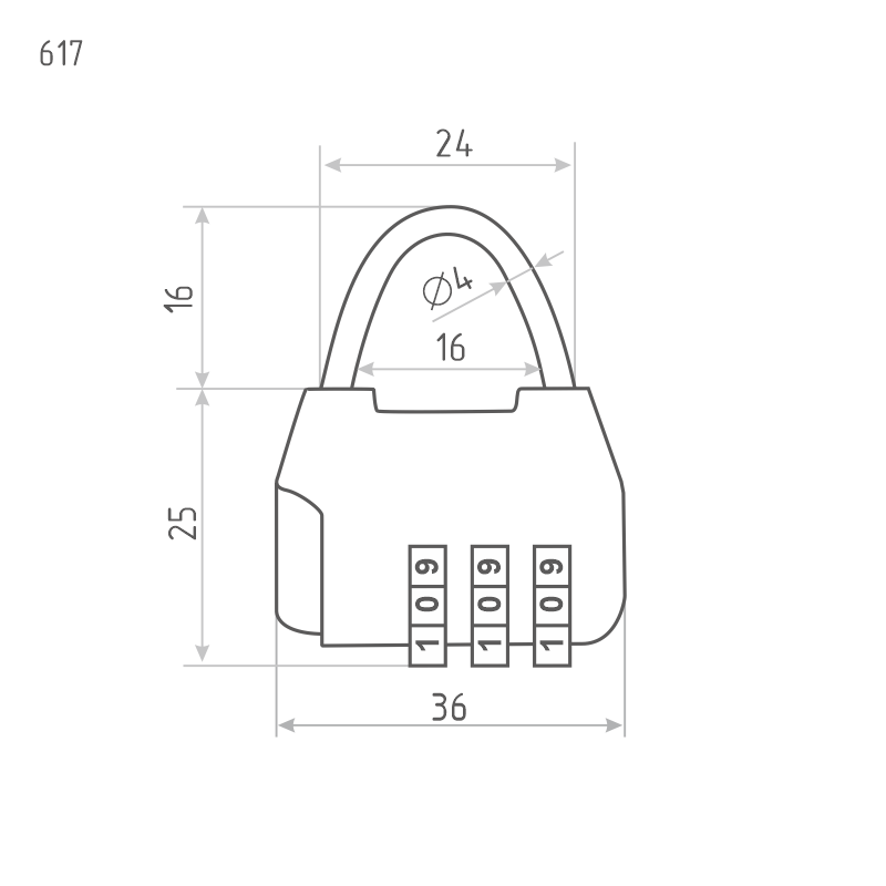 Схема Навесной кодовый замок 617 цвет Черный Нора-М