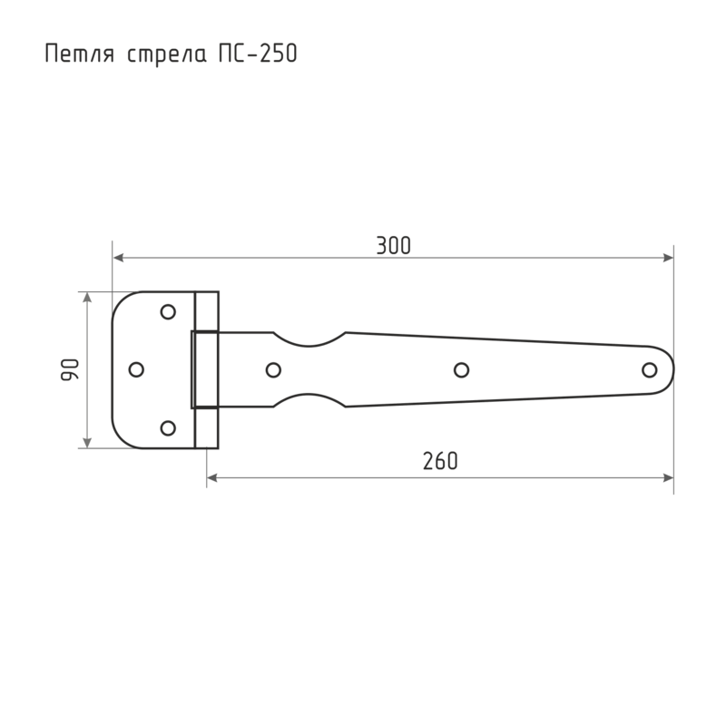 Схема Петля стрела (М) ПС-250 цвет Цинк Нора-М