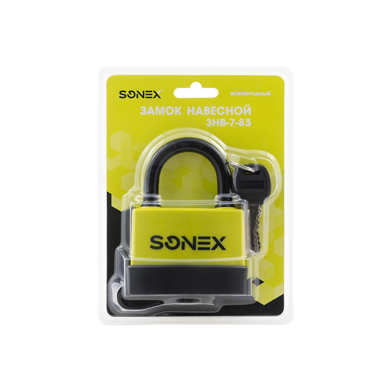 Комплектация и упаковка Замок навесной всепогодный SONEX ЗНВ цвет Шартрез Нора-М