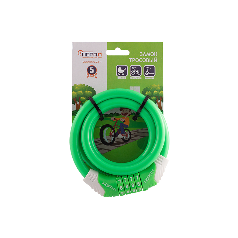 Комплектация и упаковка Велосипедный замок №31 цвет Зеленый Нора-М