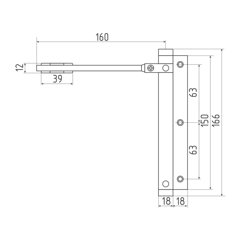 Схема Доводчик дверной пружинный 101 до 20 кг цвет Серебро Нора-М